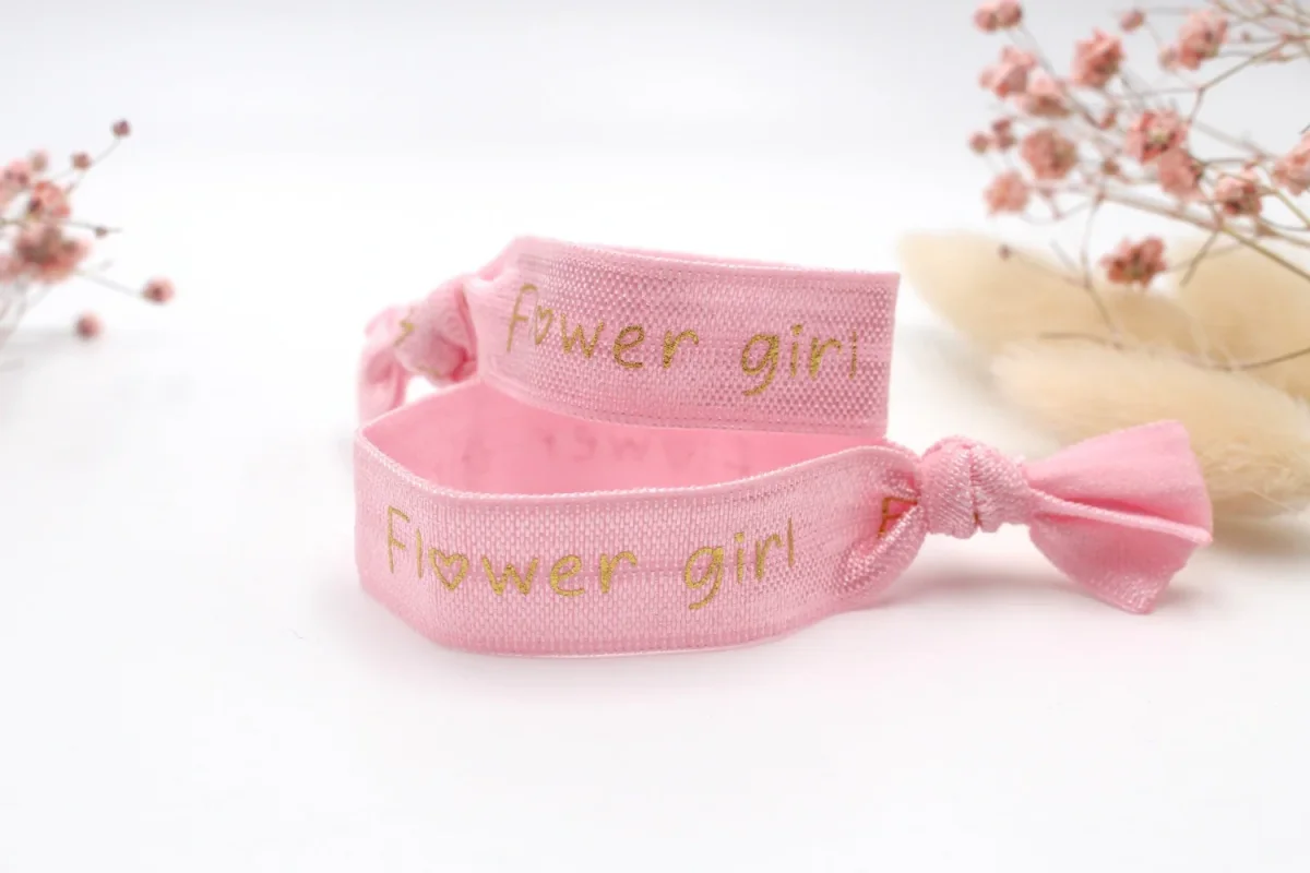 2tlg. Elastisches Armband Set Flower Girl Rosa