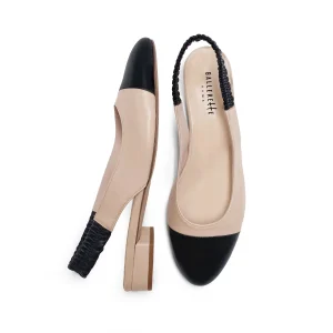 Ballerine slingback in pelle cipria e nere