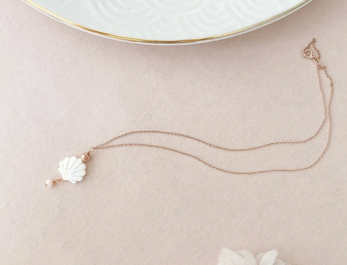 Rosegoldene Halskette Muschel – Bild 8