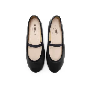 Ballerine bambina nere in pelle con elastico