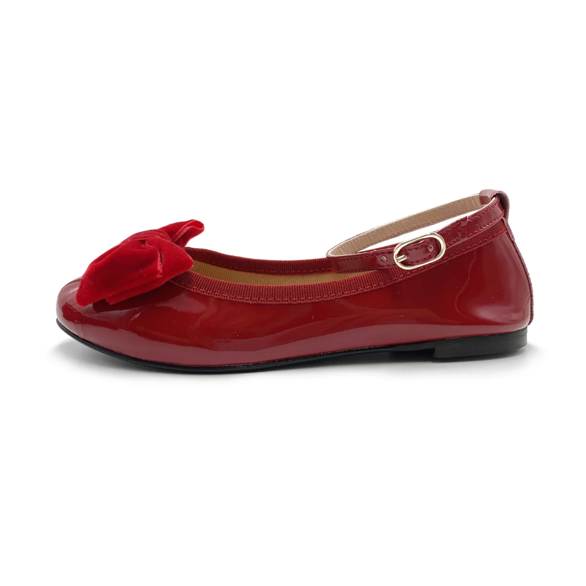 Ballerine da bambina in vernice rossa e fiocco in velluto – Bild 5