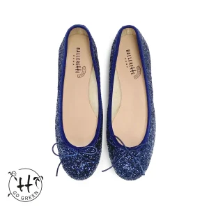 TT GO GREEN Collection - Ballerine glitterate blu in tessuto ECO