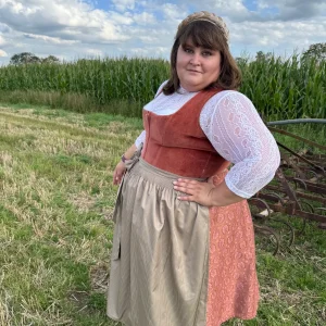 Dirndl Alpenfee, Jovana, Samt, rost ocker, 75 cm, große Größen