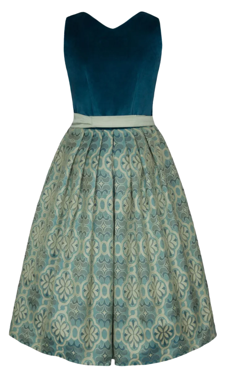 Dirndl Alpenfee, Laura, Samt, Maxidirndl, Petrol, große Größen – Bild 9