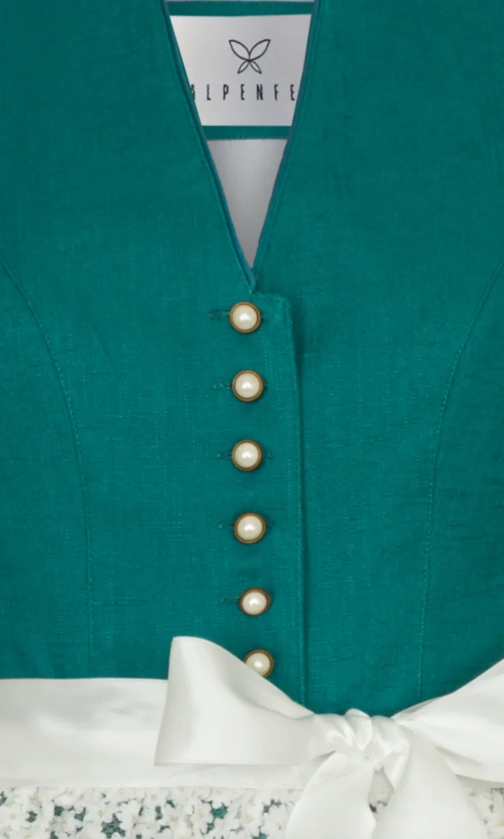 Dirndl Alpenfee, Xara petrol, hochgeschlossen 70 cm, Große Größen – Bild 3
