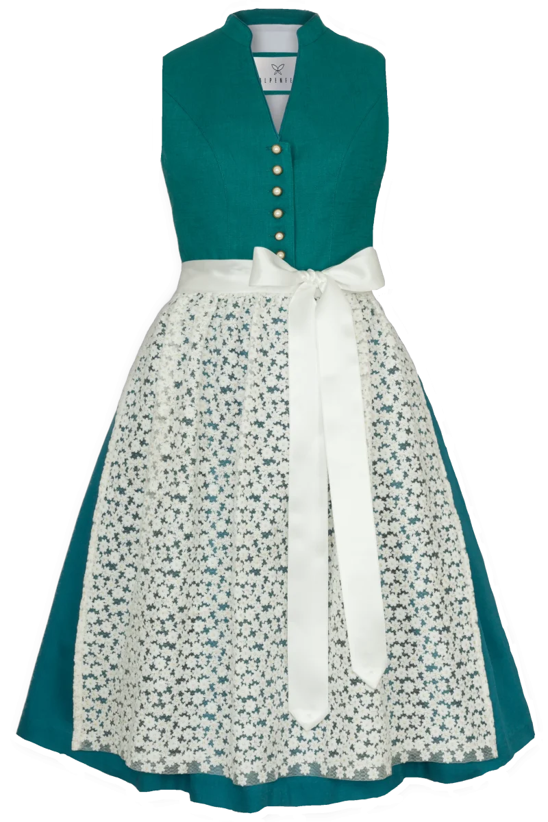 Dirndl Alpenfee, Xara petrol, hochgeschlossen 70 cm, Große Größen – Bild 2