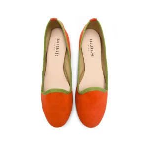 Slippers donna in camoscio arancio