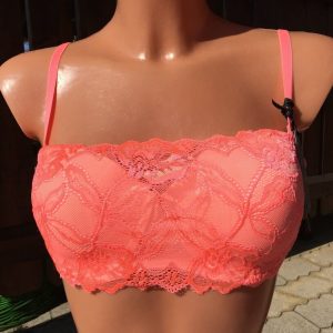 Bandeau Schalen BH, After Eden, Spitze, Pfirsich, Koralle
