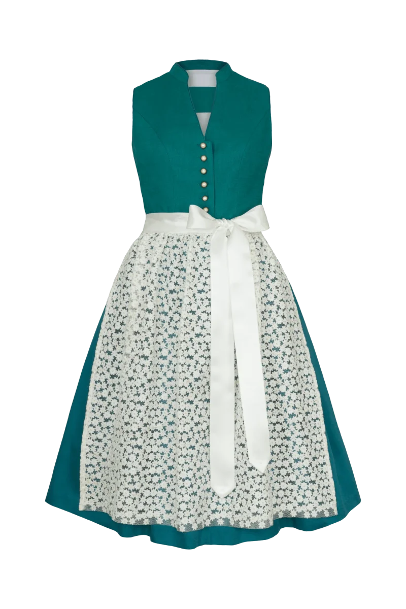 Dirndl Alpenfee, Xara petrol, hochgeschlossen 70 cm, Große Größen – Bild 5