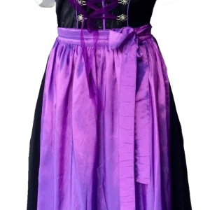Dirndl Fuchs Trachten, schwarz, lila, Midi 70 cm
