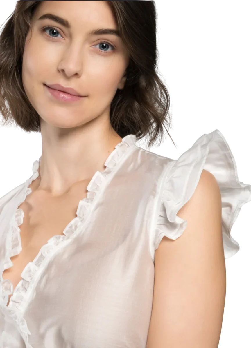 Dirndlbluse, Spieth & Wensky, creme, Fran Chiffon Flügelärmel – Bild 5