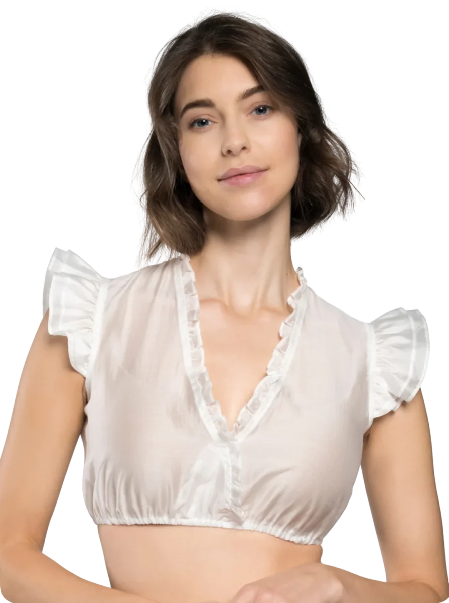 Dirndlbluse, Spieth & Wensky, creme, Fran Chiffon Flügelärmel – Bild 2