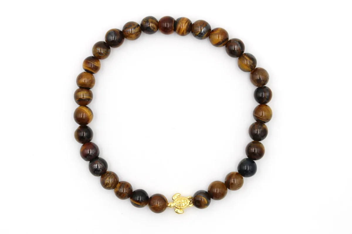Herren Tigerauge Armband mit Schildkröte – Bild 3