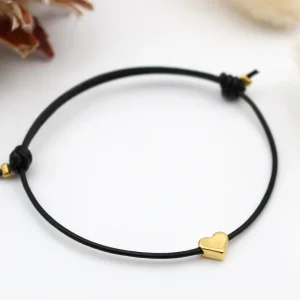 Lederarmband mit Herz rosegold-, silber- oder goldfarben