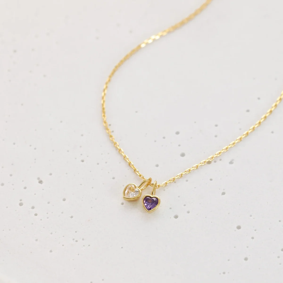 Geburtsstein-Kette mit herzförmigen Anhängern aus Zirkonia - 925 Sterling Silber – Bild 5
