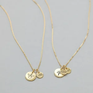 Personalisierte Familienkette mit großen und kleinen Gravurplättchen - 925 Sterling Silber