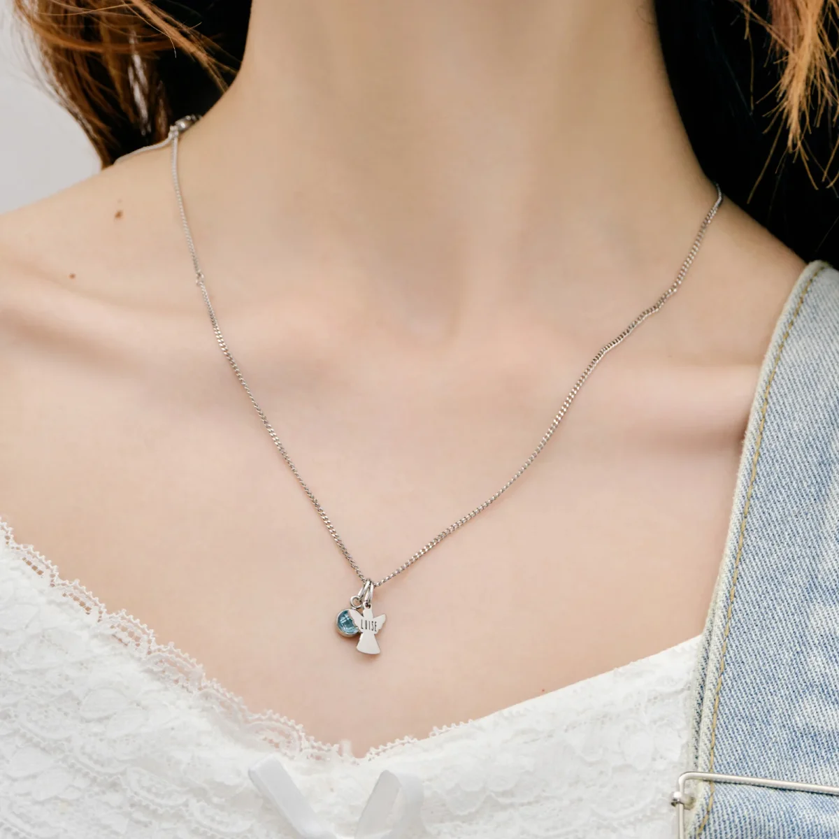 Schutzengel kette mit Geburtsstein – Bild 7