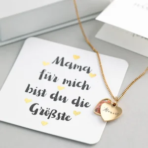 Fotomedaillon in Herzform - Geschenk für Mama mit Karte