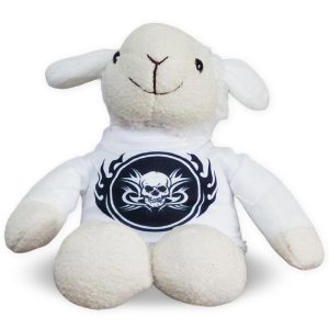Niedliches Plüschtier mit Totenkopf und Tribals auf dem kleinen T-Shirt | ca. 20cm Sitzhöhe